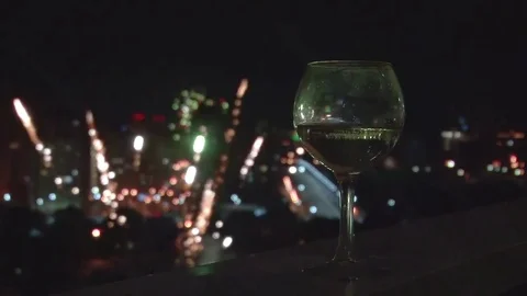 The explosions of fireworks in the night sky. New year. Stock Footage 84014837