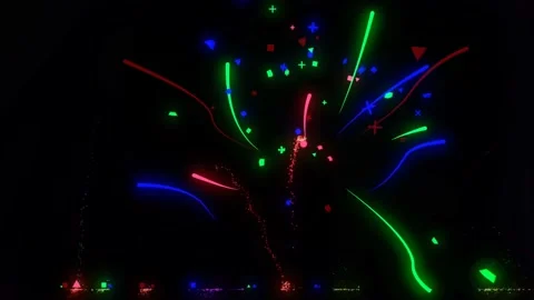 Explosions in Flight Red Green and Blue 4K Loop Stock Footage 145231629