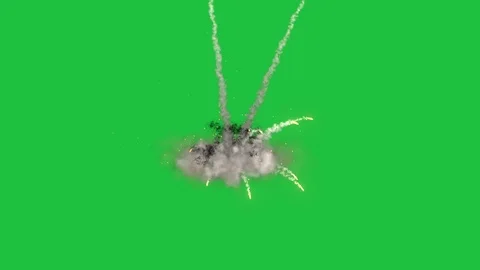 Explosions on Green Screen:  Loop + Matte Video stock 95500157