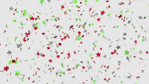 Explosions of multicolored confetti stars on a transparent background. Stock Footage 336416705