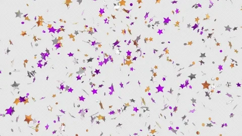 Explosions of multicolored confetti stars on a transparent background. Stock Footage 340410064