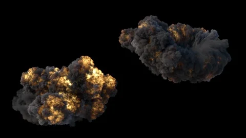 Explosions pack. Front camera v3. Alpha included. Stock Footage 105338875