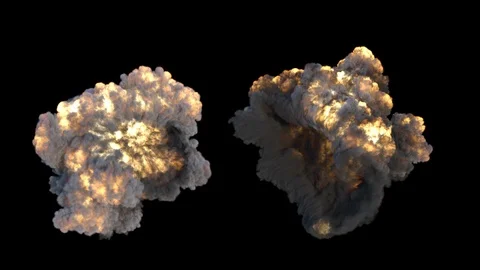 Explosions pack. Middle top camera 1. Alpha included. Stock Footage 99731534