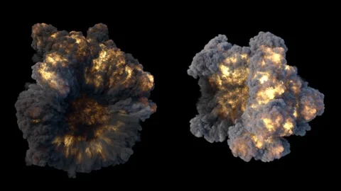 Explosions pack. Top camera. Alpha included. Stock Footage 99531127