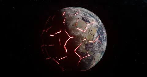 Explosions on planet earth A global catastrophe 3d-rendering Illustrazione stock