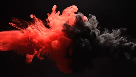 Explosions of Red Smoke Moving Like a Dance in a Dark Room Видео 326846430