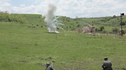 Explosions on the war. Editorial Stock Footage 25850939