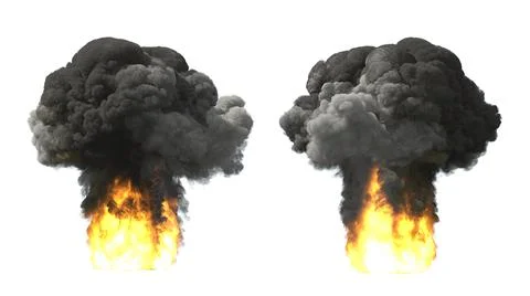 Explosions on white, mushroom cloud Stock Illustration