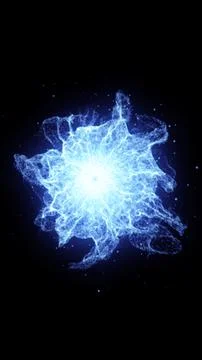 Explosive abstract burst of luminous blue particles forming a radiant energ.. Stock Illustration