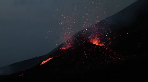 Explosive activity by two cinder cones Stock Footage 53322224