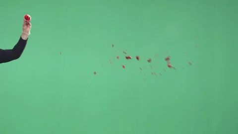 Explosive Blood Splash VFX Overlay On Green Screen Stock Footage 340203443