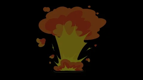 Explosive boom effect. Smoke from bomb explosion. Comic effect. Stock Footage 321347959