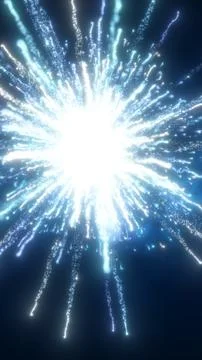 Explosive burst of glowing blue particles resembling a digital firework, sy.. Stock Illustration