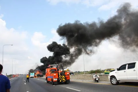Explosive car crash Stock Photos