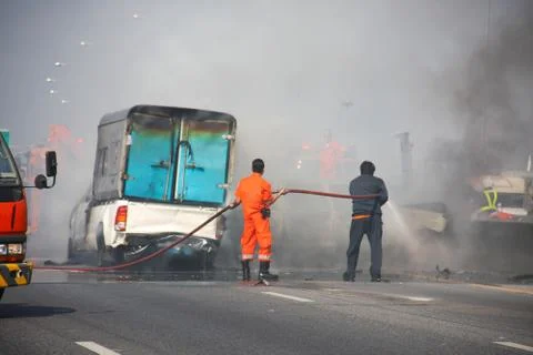 Explosive car crash Stock Photos