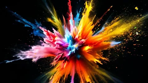 Explosive cloud of colorful powder bursts in midair Video stock 317215890