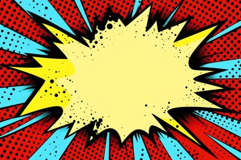 Explosive comic book bang background in a classic pop art style with halft... 写真素材