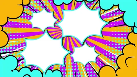 Explosive comic style design with vibrant elements in pink yellow green seamless Stock Footage 293261562