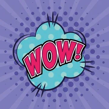 Explosive comic with wow word pop art style Stock Illustration