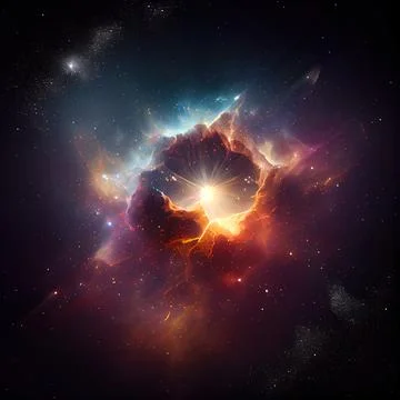 Explosive Cosmos: A Dazzling Display of Light and Color Stock Illustration