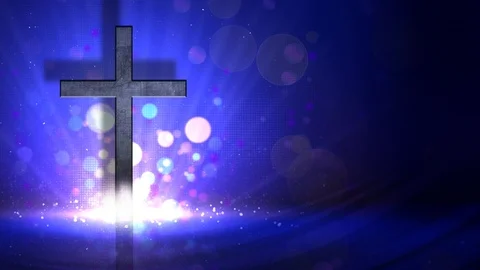 Explosive Cross on Blue Background 4K Loop Video stock 104369037