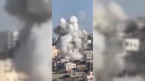 An explosive device was detonated by an Israeli army vehicle in Jenin, Pales... Stock Footage 255301002