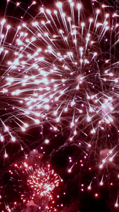 Explosive display of colorful fireworks lighting up the night sky Stock Footage 295937156