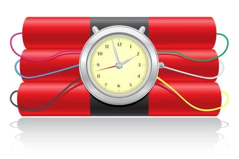 Explosive dynamite and clockwork illustration Stock Illustration