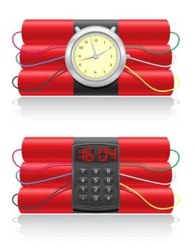 Explosive dynamite and clockwork illustration Stock Illustration