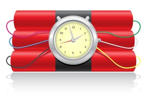 Explosive dynamite and clockwork vector illustration Stock Illustration