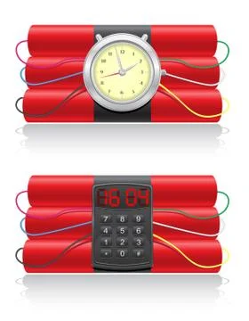 Explosive dynamite and clockwork vector illustration Illustrazione stock
