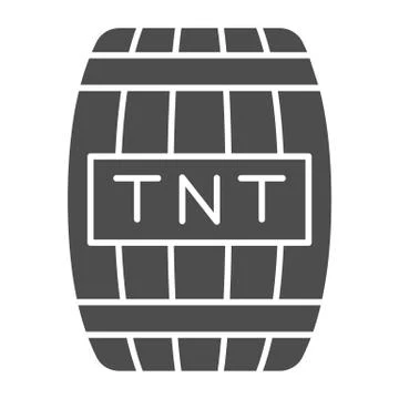 Explosive dynamite barrel solid icon. Wooden barrel with firework and text イラスト素材