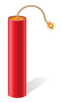 Explosive dynamite with a burning fuse illustration Stock Illustration