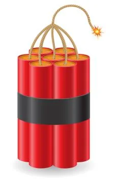 Explosive dynamite with a burning fuse illustration Illustrazione stock
