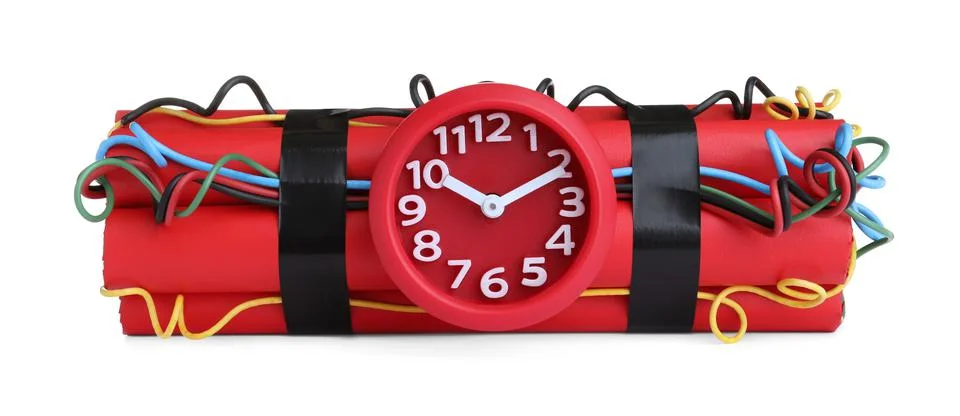 Explosive dynamite time bomb on white background Stock Photos