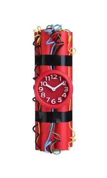 Explosive dynamite time bomb on white background Stock Photos