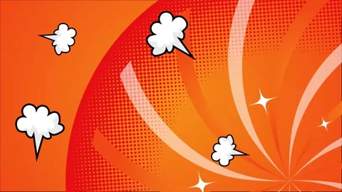 Explosive elements in a vibrant comic style on orange background seamless 4k Stock Footage 293040924