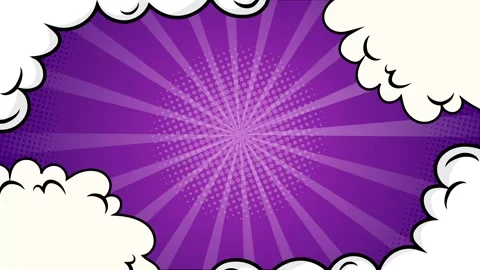 Explosive elements in a vibrant comic style on gradient purple background Stock Footage 293041205