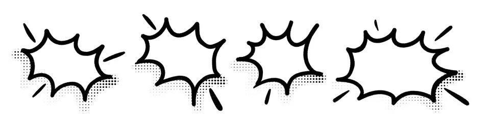 Explosive emphasis bubble for cartoon dialogue. Hand-drawn comic text frame with Stock Illustration
