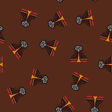 Explosive eruption lava vector seamless pattern Stock Illustration