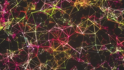 Explosive expansion of a sphere of plexuses of multi-colored dots and lines Stock Footage 251705100