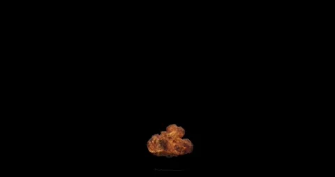 Explosive Fire Burst with Realistic Black Smoke Against Black Stock Footage 333733025