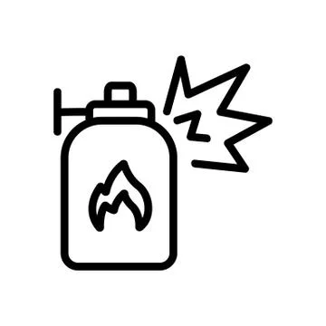 Explosive fire icon vector outline illustration Illustrazione stock