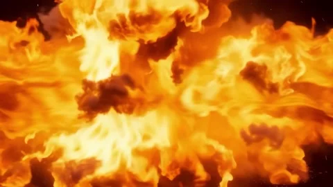 Explosive Fire VFX with Roaring Flames, Rolling Fire, Burning Embers Stock Footage 345089953