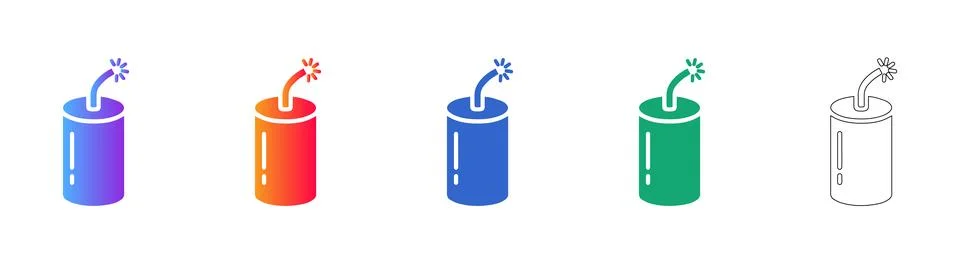 Explosive Firecracker Icon Set for Festive Events Stock Illustration