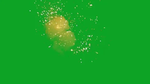 Explosive firework burst with bright sparks and smoke over chroma key green scre Stock Footage 332762723