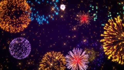 Explosive fireworks background celebration Stock Footage 203998322