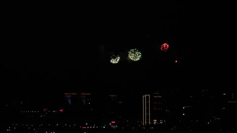 Explosive Fireworks Illuminate Night Sky Stock Footage 269782045