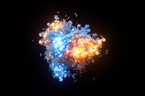 Explosive flame with dark background, 3d rendering. Stock Photos
