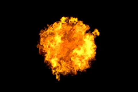 Explosive flame with dark background, 3d rendering. Stock Photos
